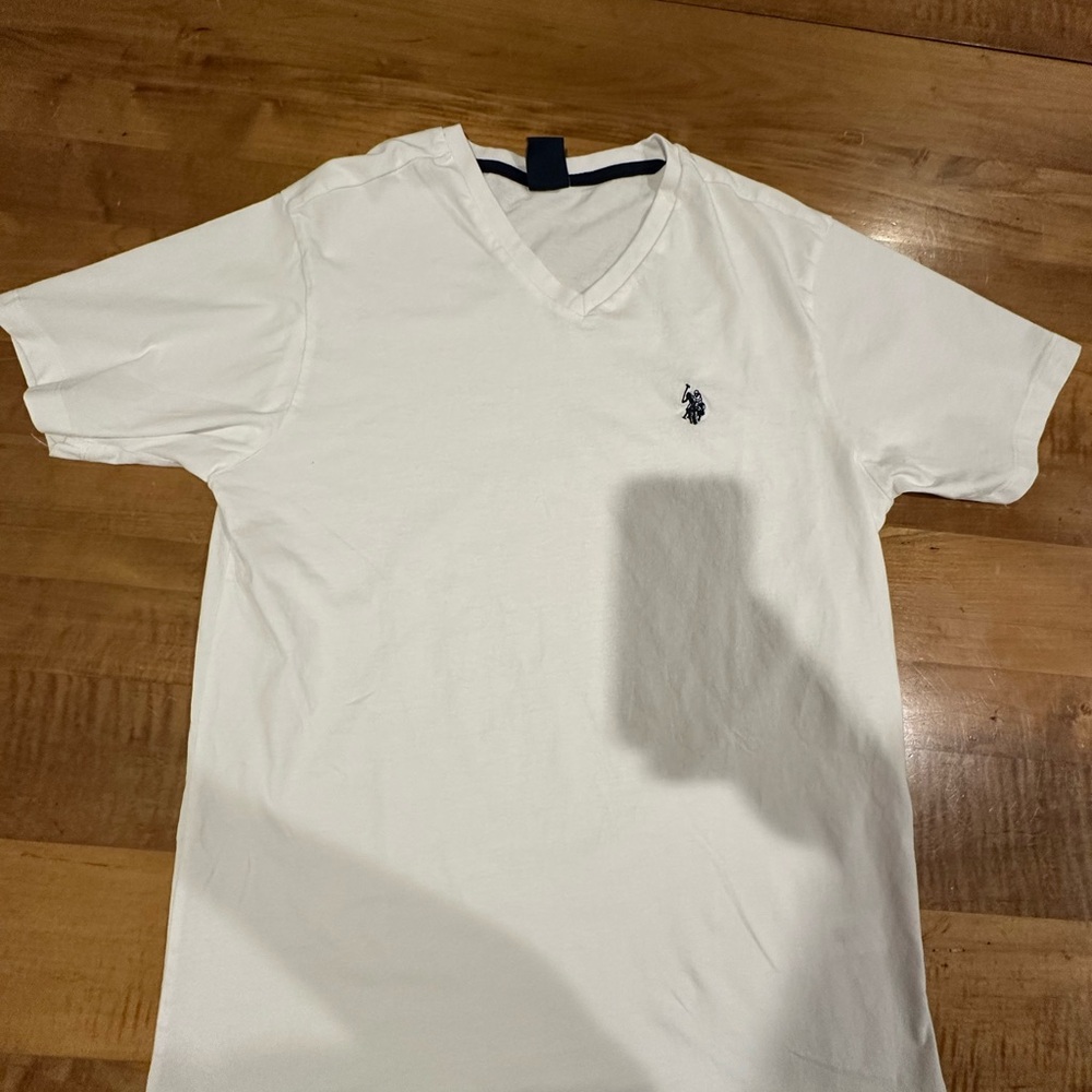 U.S. Polo Assn. White V-Neck Men's Tee